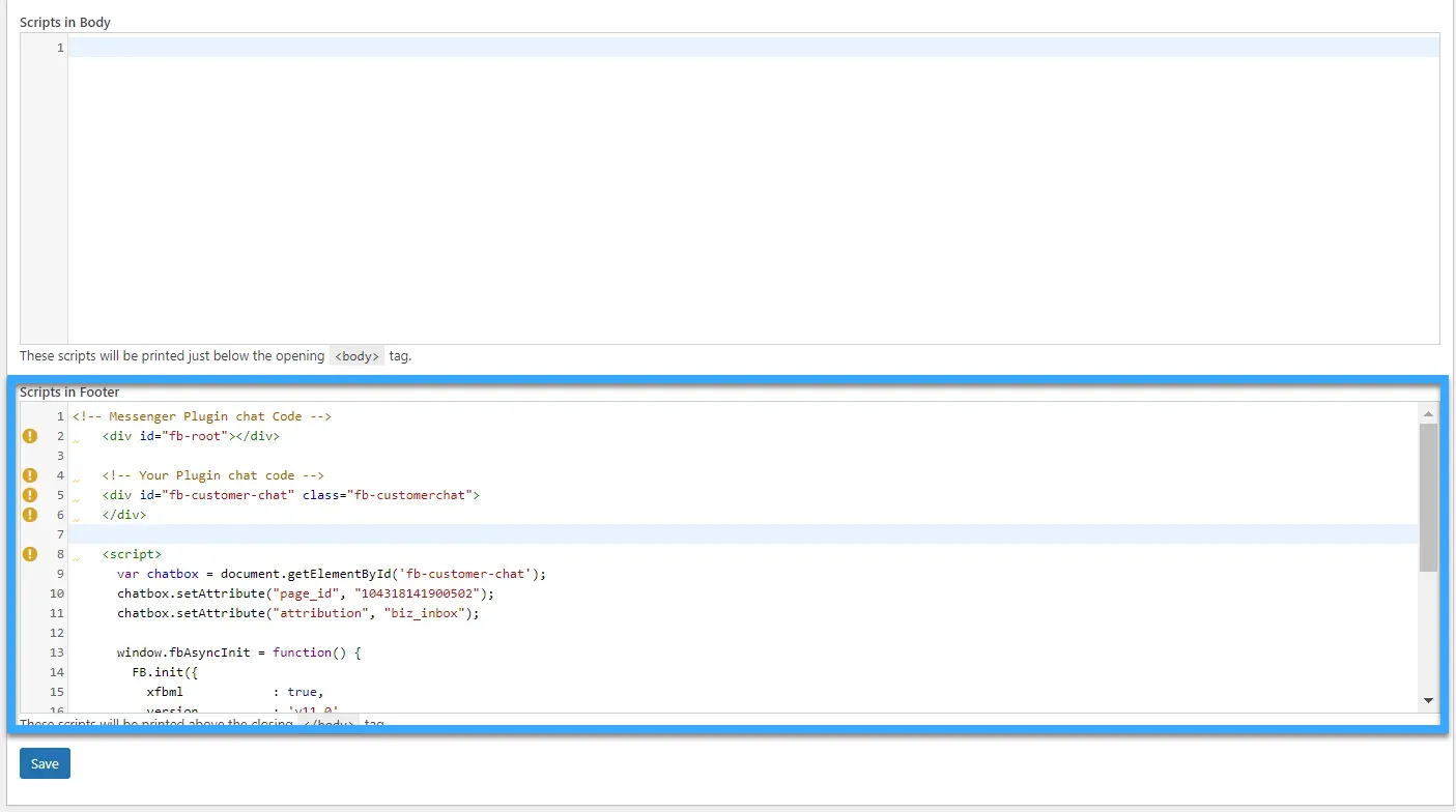 Chèn code bằng Insert Header & Footer