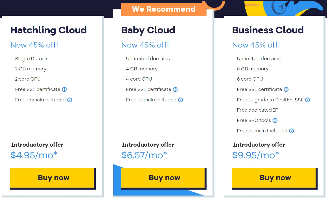 So sánh hosting Vietnix và hosting HostGator: Hosting nào tốt hơn cho website của bạn 35 Các gói Cloud Hosting của HostGator