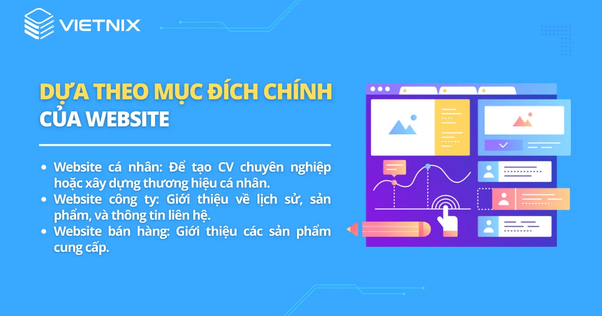 Dựa theo mục đích chính của website