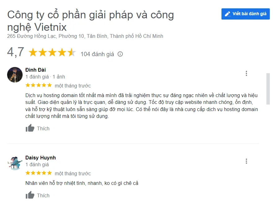 So sánh hosting Vietnix và hosting HostGator: Hosting nào tốt hơn cho website của bạn 42 review khách hàng Vietnix 5