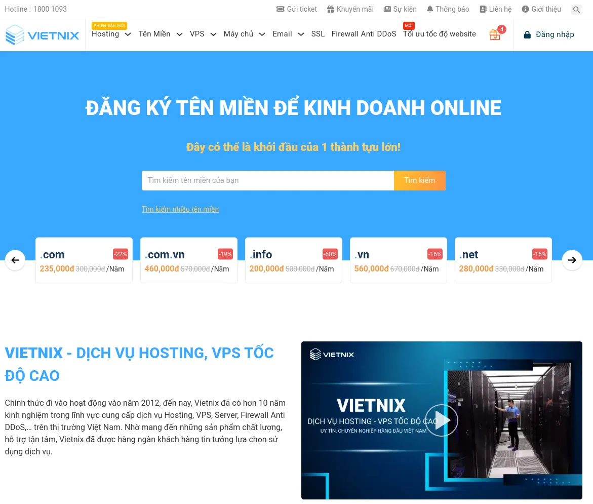 Vietnix - Nhà cung cấp hosting tốc độ cao tại Việt Nam