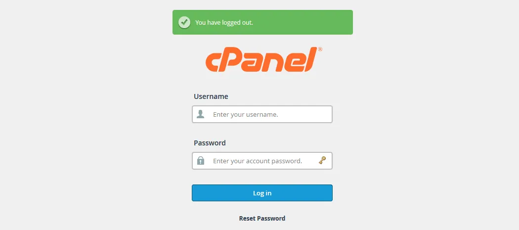 Giao diện đăng nhập cPanel