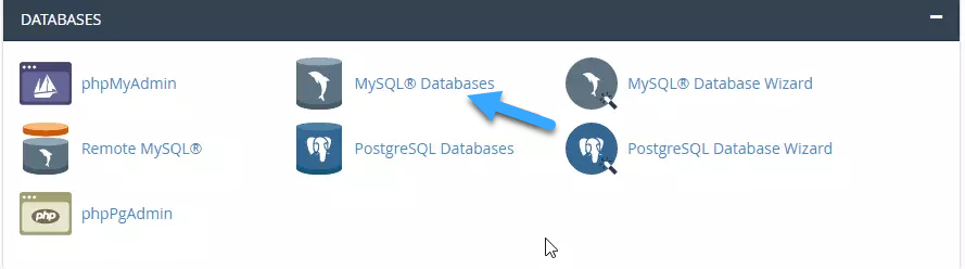 Chọn MySQL Databases