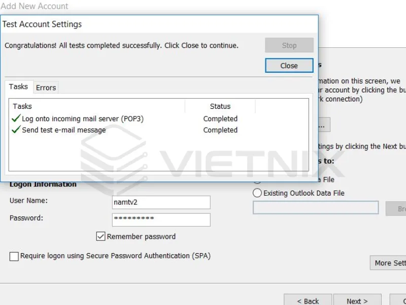 Cách đăng nhập mail công ty và Email Hosting vào Gmail và Outlook đơn giản 74 Chọn Test account setting
