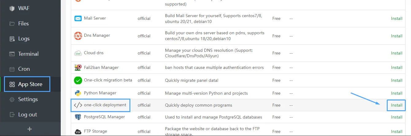 Cài đặt one-click deployment