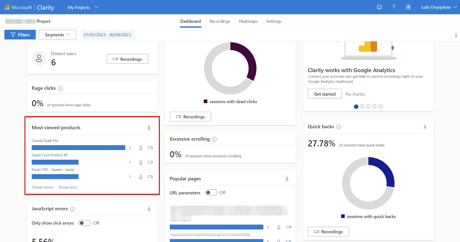 Microsoft Clarity: Cách sử dụng tool phân tích cho SEOer 212 Báo cáo về sản phẩm