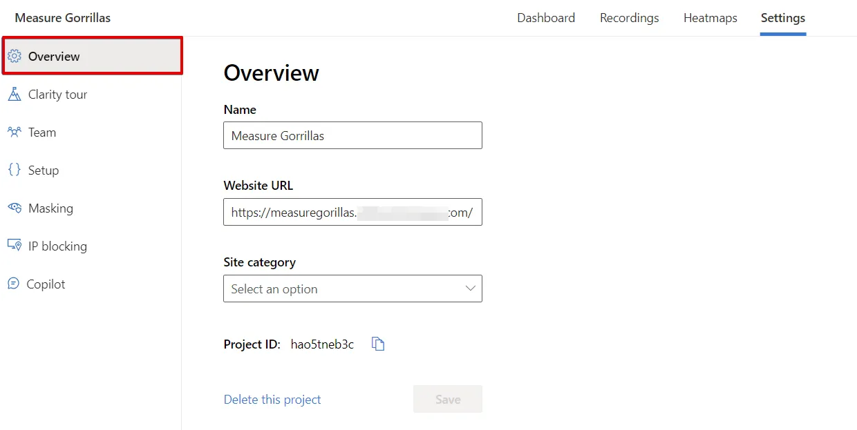 Microsoft Clarity: Cách sử dụng tool phân tích cho SEOer 144 Các cấu hình trong Overview