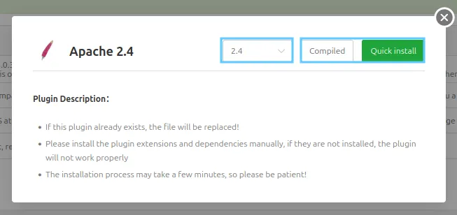 Hướng dẫn chuyển đổi webserver trên aaPanel dễ dàng, nhanh chóng 19 Chọn version và method để cài đặt