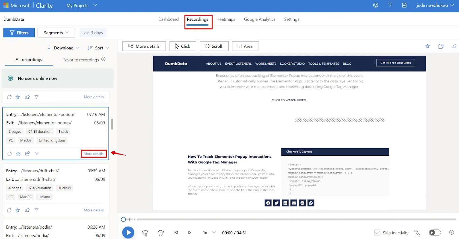 Microsoft Clarity: Cách sử dụng tool phân tích cho SEOer 170 Click More details để xem chi tiết