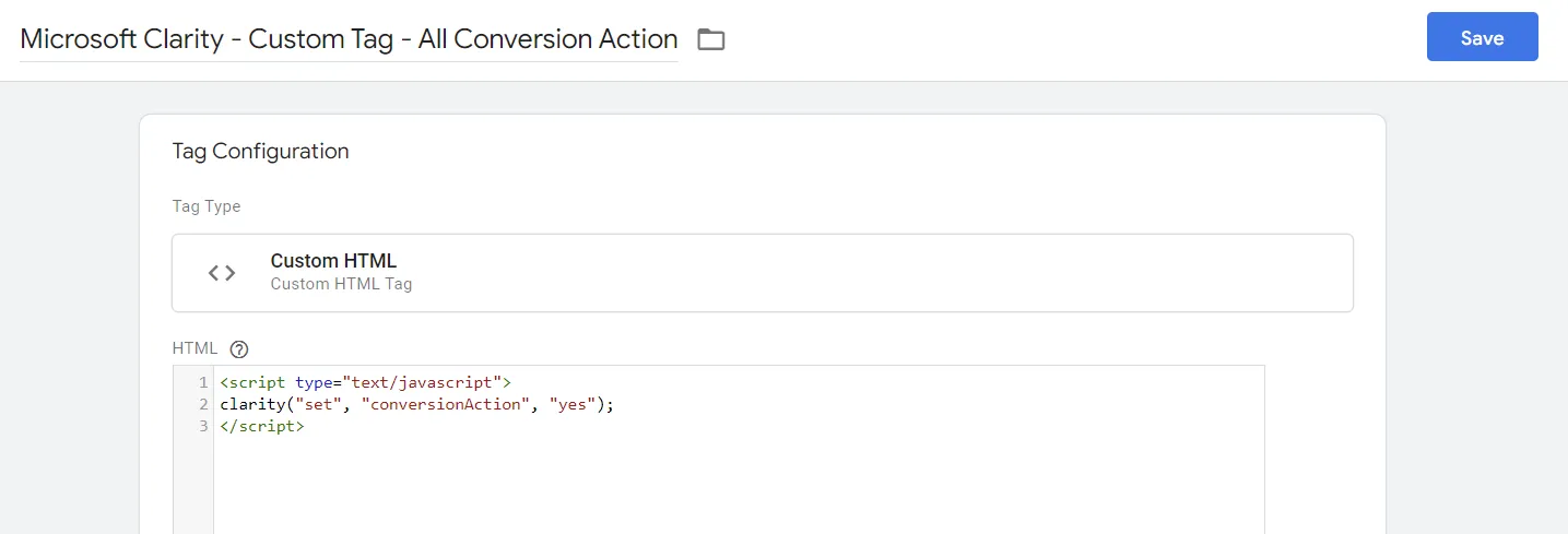 Microsoft Clarity: Cách sử dụng tool phân tích cho SEOer 197 Custom tag HTML theo dõi chuyển đổi