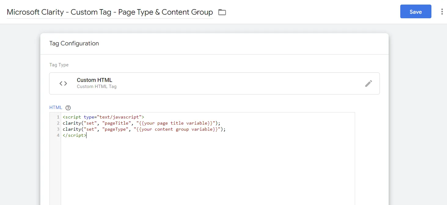 Microsoft Clarity: Cách sử dụng tool phân tích cho SEOer 196 Custom tag HTML