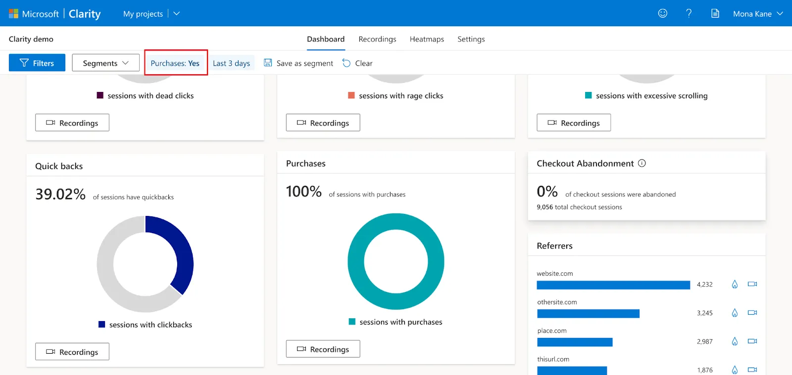 Microsoft Clarity: Cách sử dụng tool phân tích cho SEOer 214 Custom tag Purchase trong Microsoft Clarity
