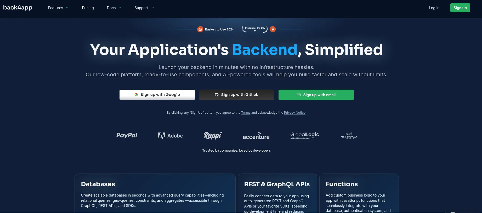 Firebase là gì? Hướng dẫn chi tiết tính năng, ưu nhược điểm và cách sử dụng Firebase 40 Giao diện website của Back4App