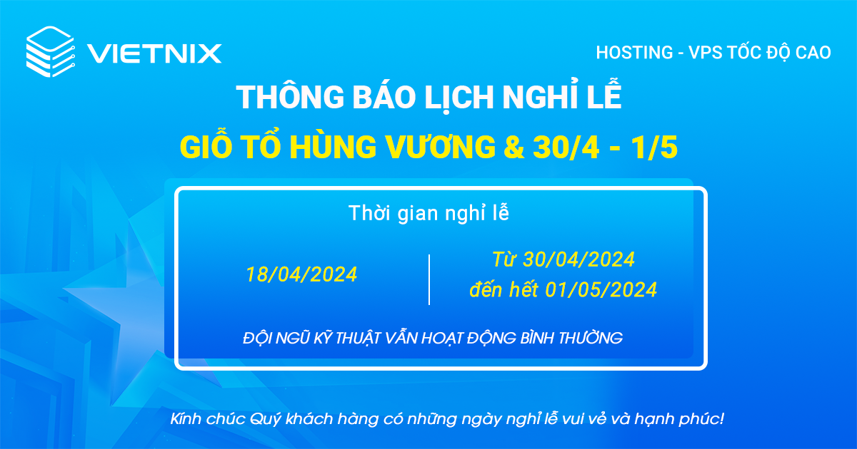 Vietnix thông báo nghỉ lễ 