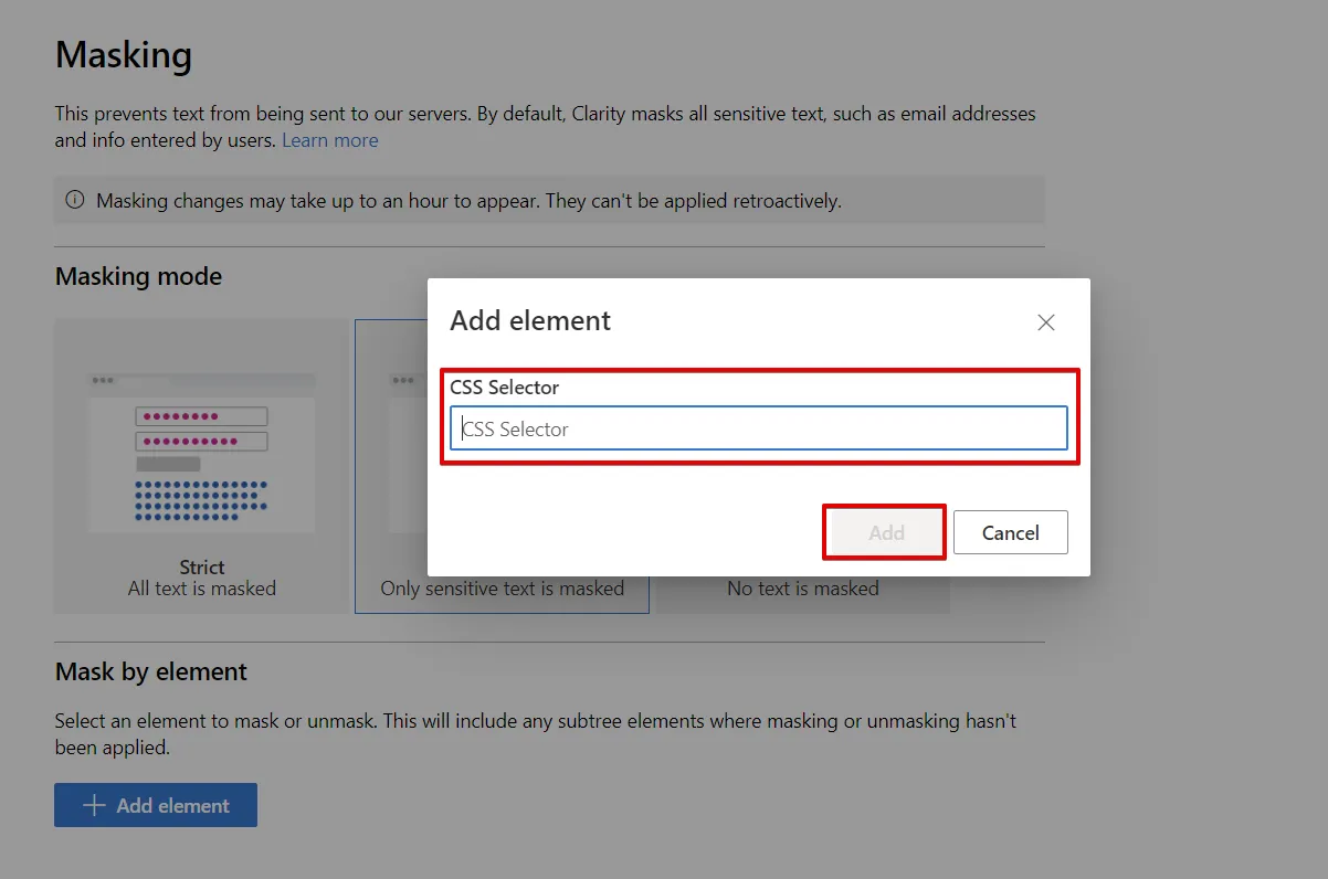 Microsoft Clarity: Cách sử dụng tool phân tích cho SEOer 155 Nhập phần tử không muốn Microsoft Clarity ghi lại
