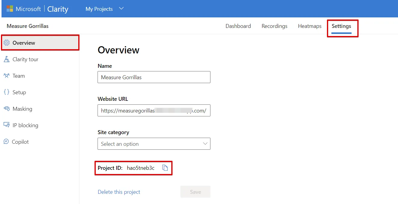 Microsoft Clarity: Cách sử dụng tool phân tích cho SEOer 136 Sao chép ID Project