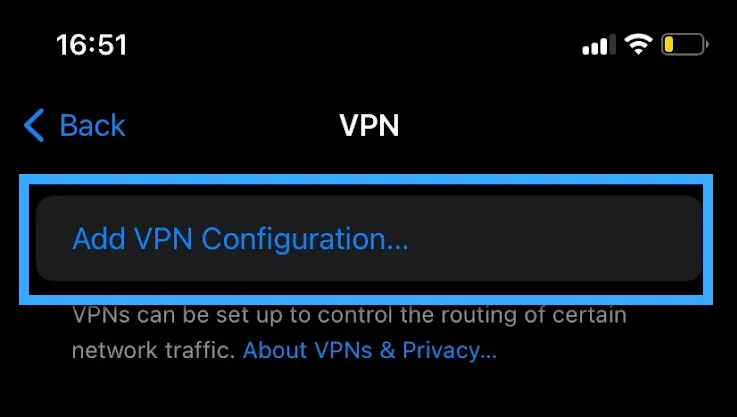 Thêm cấu hình VPN (Add VPN Configuration)