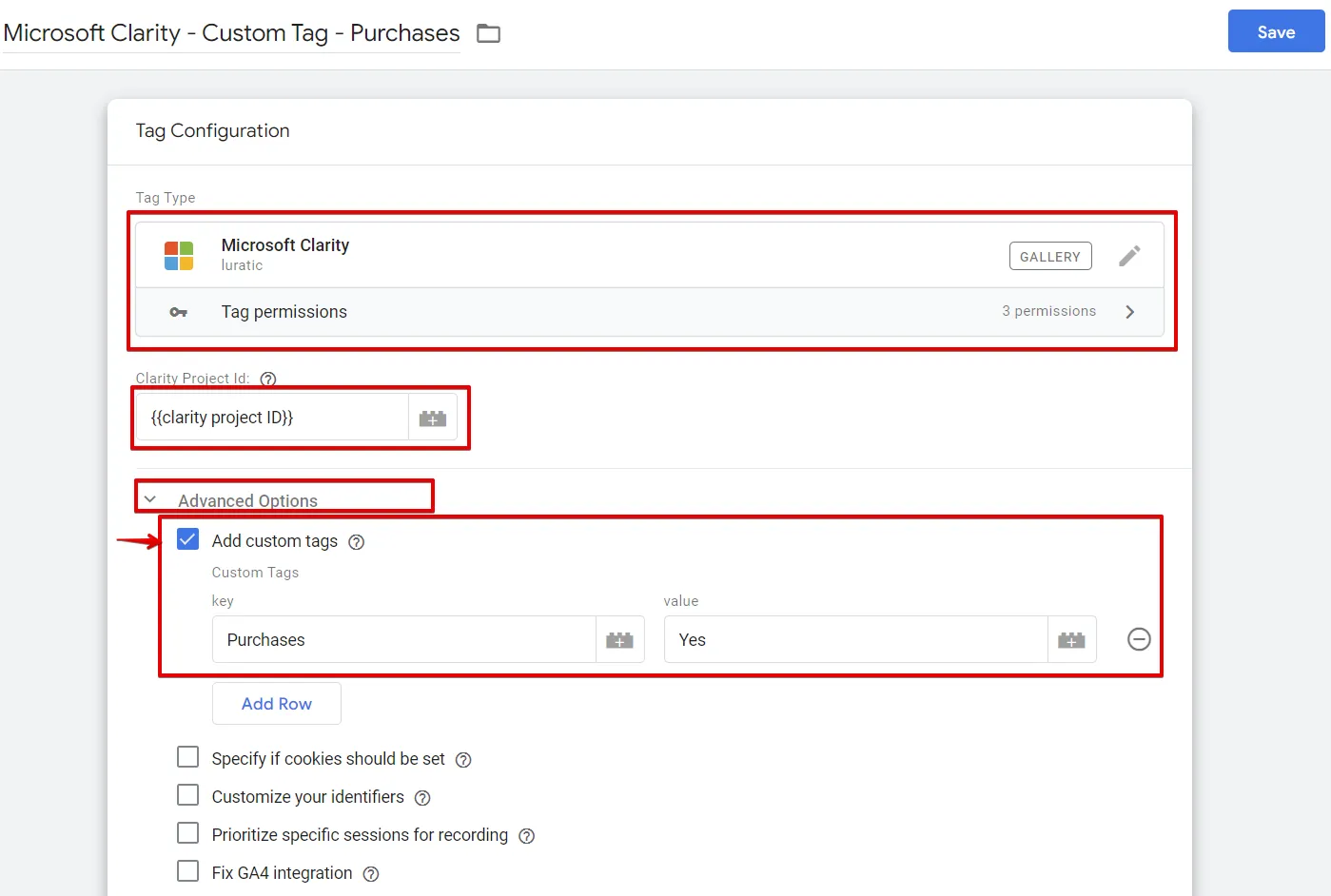 Microsoft Clarity: Cách sử dụng tool phân tích cho SEOer 215 Thiết lập custom tag Purchase cho template Luratic