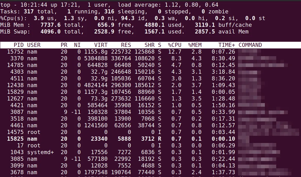 Xem các process đang chạy trong Linux