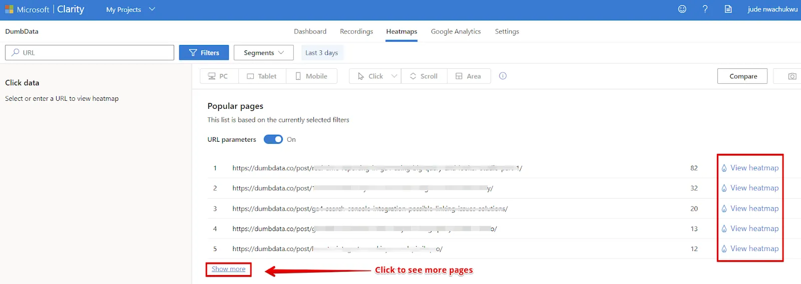 Microsoft Clarity: Cách sử dụng tool phân tích cho SEOer 175 Xem Heatmap của website