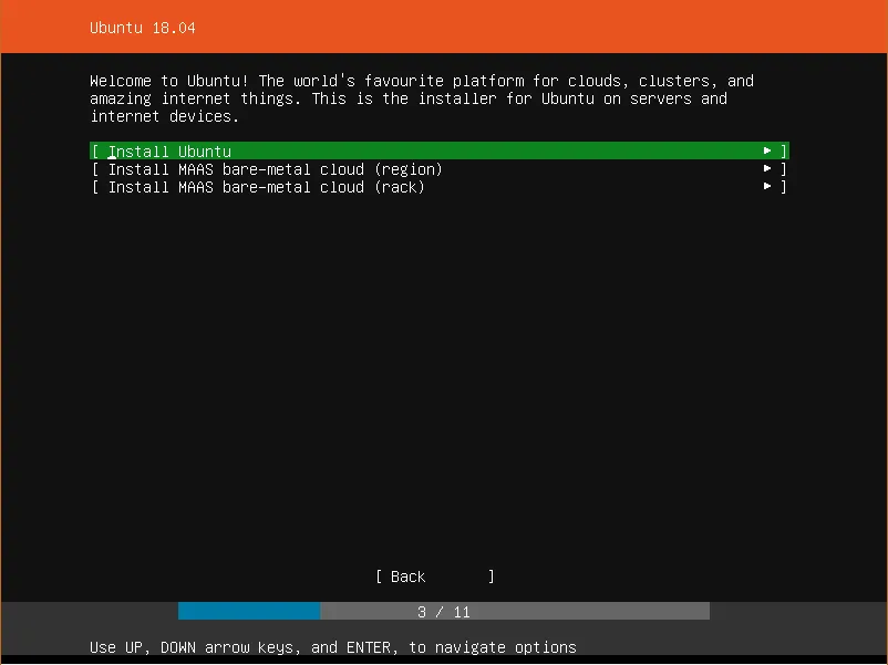 Bước 3 - Chọn Ubuntu hoặc MAAS (Metal As A Service)