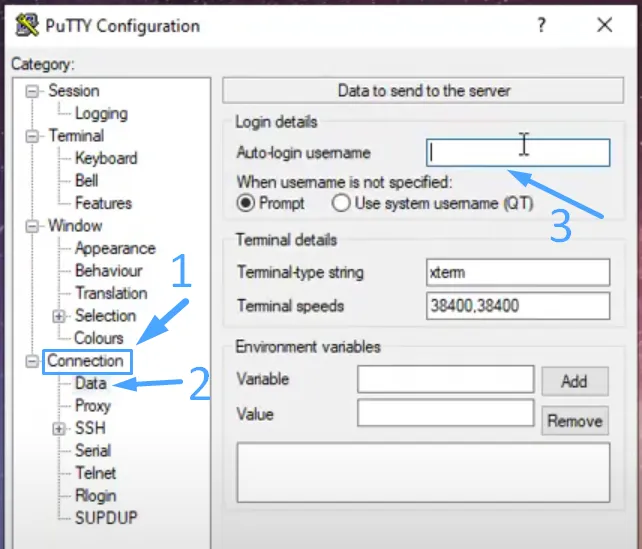 Connection - data - username là tên vừa tạo ban đầu