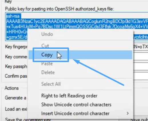 Copy public key