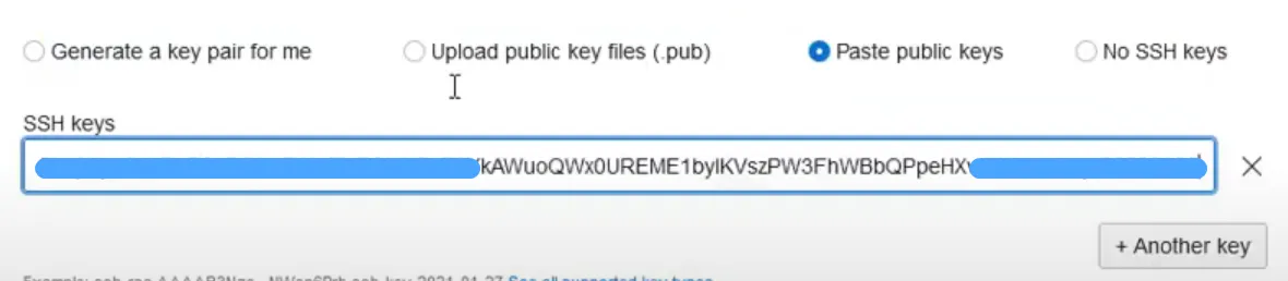 Dán public key vào vị trí SSH keys trên oracle