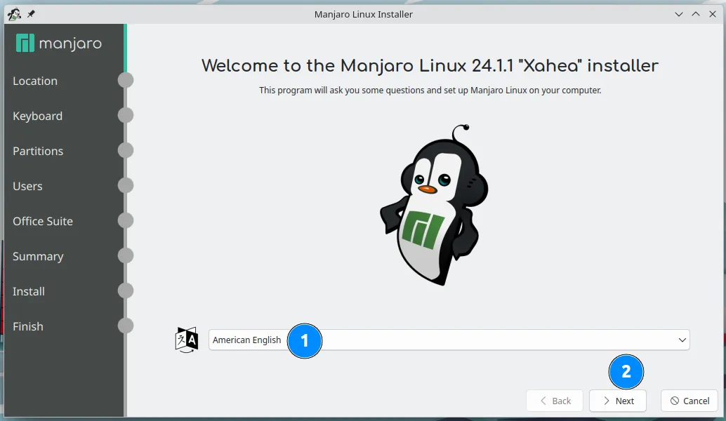 Hướng dẫn cài đặt Manjaro Linux cho PC 29 Bắt đầu các bước thiết lập cho Manjaro