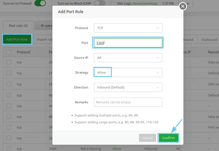 3 bước bật remote MySQL trên aaPanel 29 Nhấn Confirm