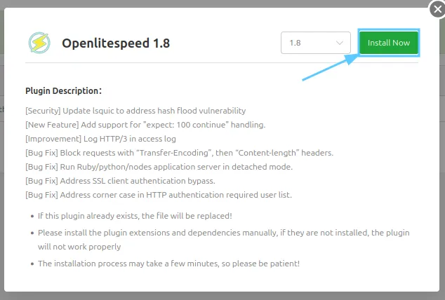 4 bước cài đặt OpenLitespeed trên aaPanel chi tiết nhất 21 Nhấn Install Now