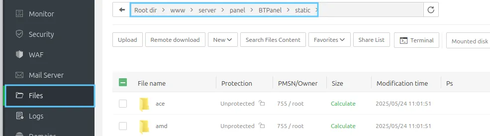 2 bước thay đổi tên tiêu đề và favicon của aaPanel 11 Vị trí chứa file favicon