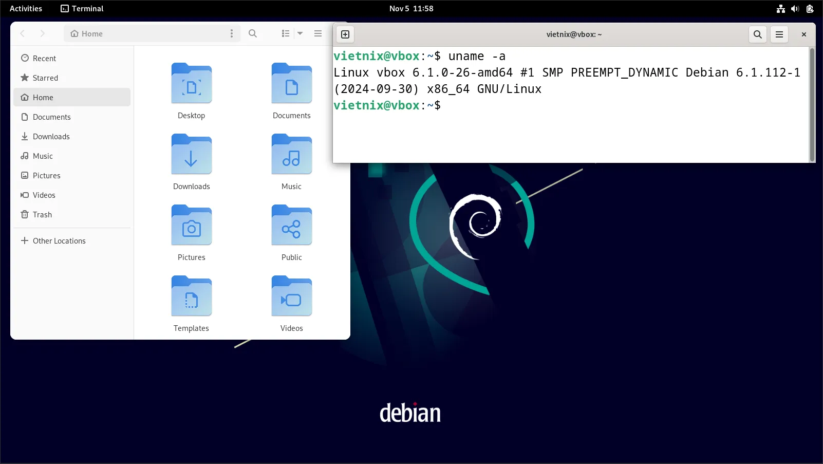 Giao diện Debian Linux