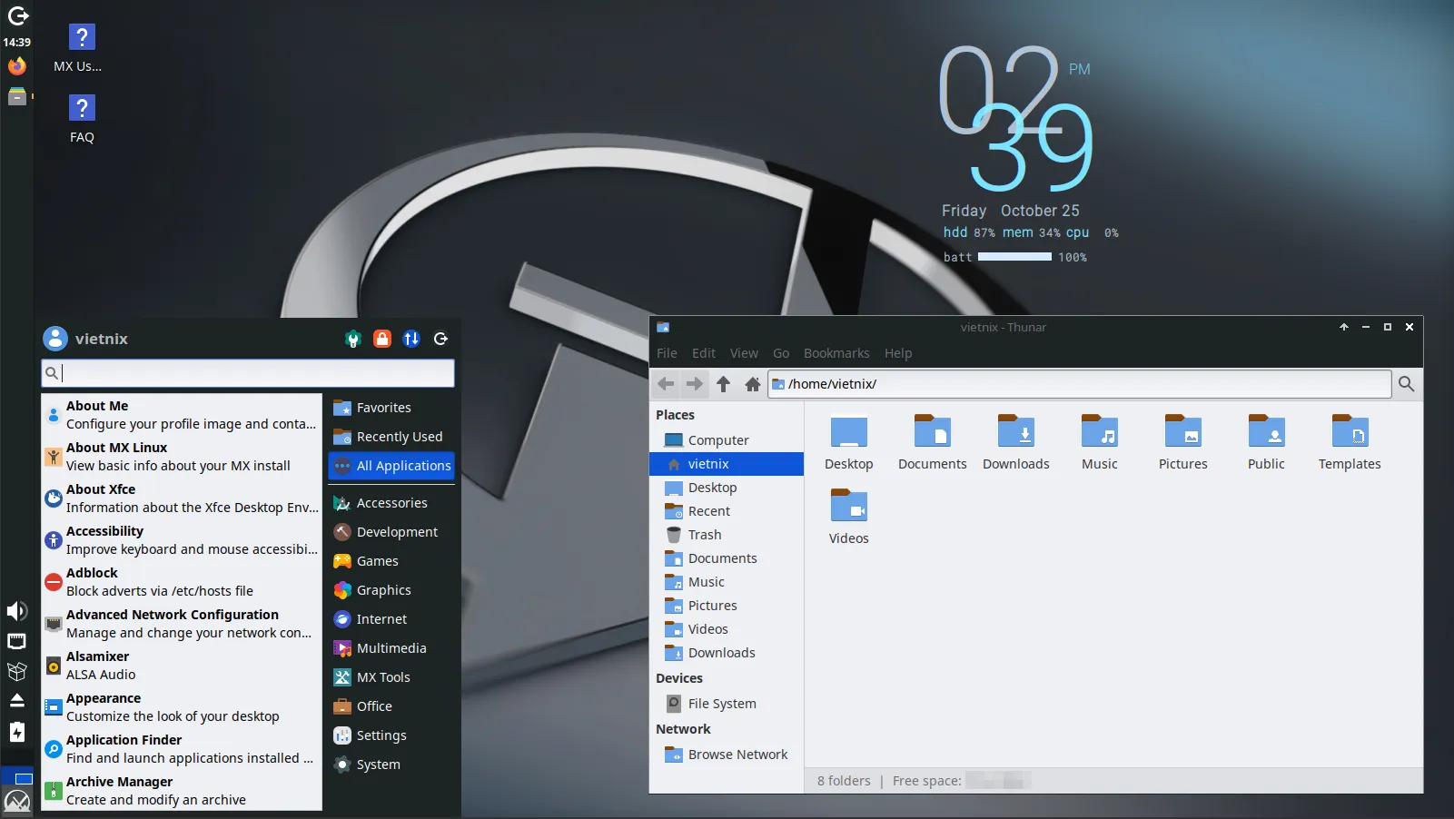 Màn hình của MX Linux XFCE