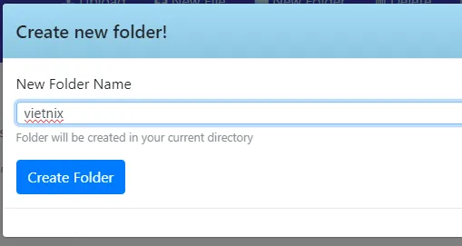 Điền tên folder và chọn Create folder