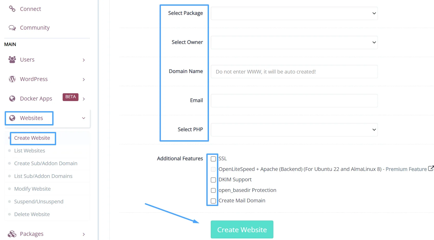 Tạo thêm website trên CyberPanel