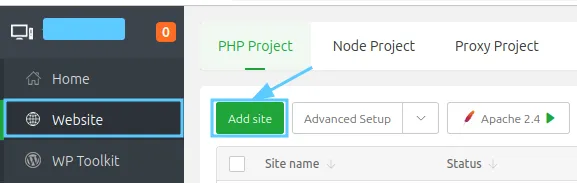 Cách thêm website vào aaPanel nhanh chóng, đơn giản 11 Chọn Add site để tiến hành tạo website mới