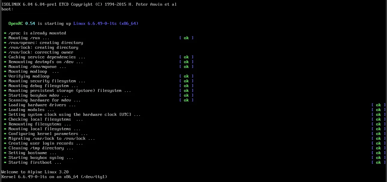 Alpine Linux là gì? Cách cài đặt và cấu hình Alpine Linux 16 Khởi động hệ điều hành
