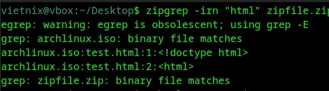 Tìm kiếm bên trong file bằng lệnh zipgrep