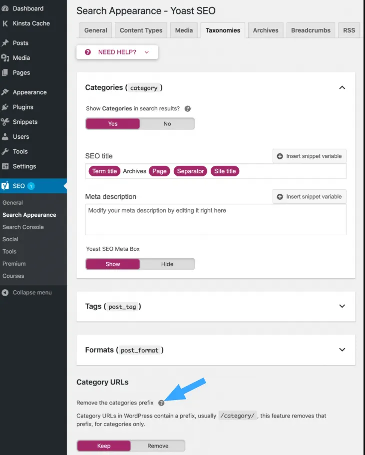 Yoast SEO là gì? Cách cài đặt và hướng dẫn sử dụng Yoast SEO cho người mới 79 Tab Taxonomies
