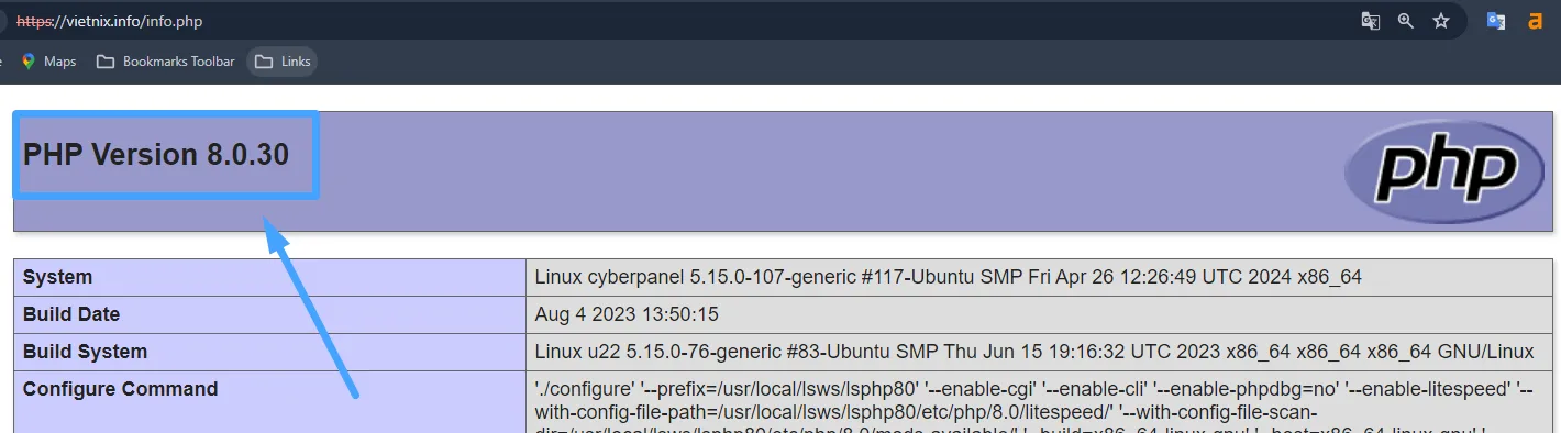 Kiểm tra bằng file php.info