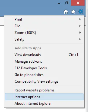 Cách tắt SSL 3.0 và TLS 1.0 - Chọn Internet Options