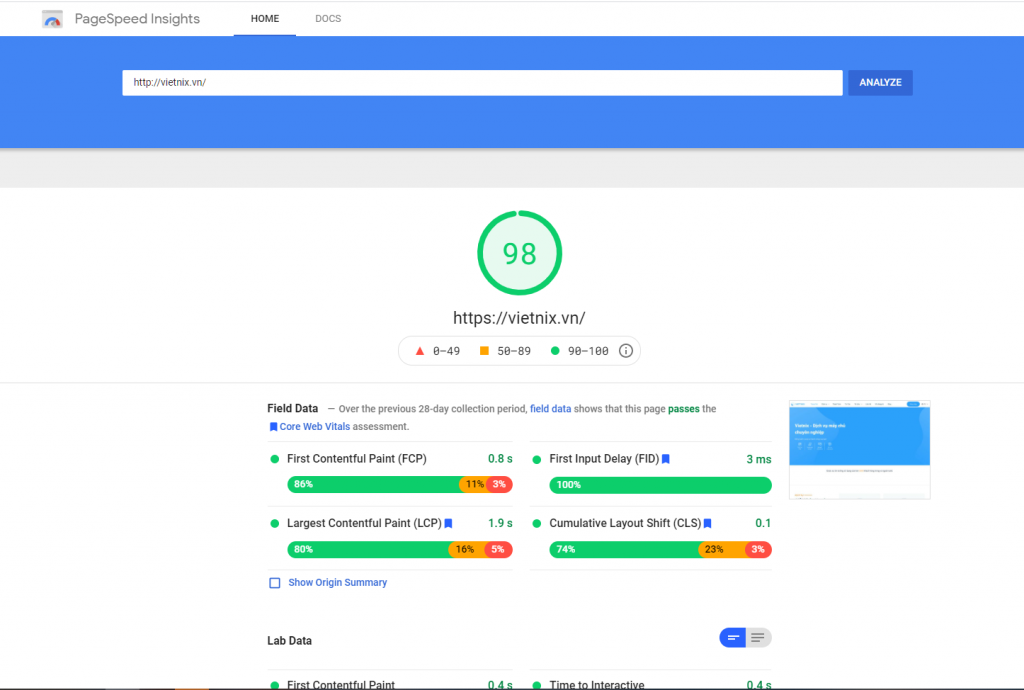 Top 15 công cụ test tốc độ website chính xác nhất hiện nay 26 Google PageSpeed Insights - Công cụ test tốc độ website phổ biến nhất