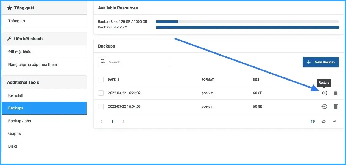 Cách khôi phục VPS tại Vietnix