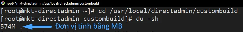 Kiểm tra dung lượng của directory CustomBuild