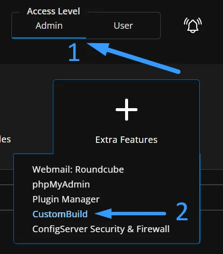 Truy cập mục CustomBuild