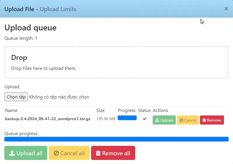Cách fix lỗi Can not be uploaded Error message CyberPanel 29 Upload file lên CyberPanel