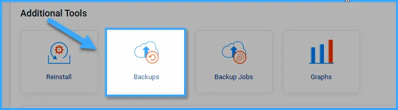 Bạn có thể chọn "Backups" từ phần "Additional Tools"