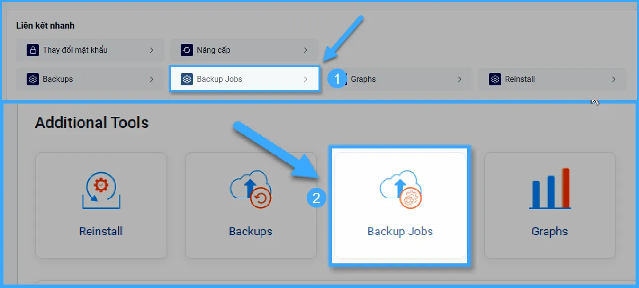 Hướng dẫn truy cập Backup Jobs trên giao diện quản lý