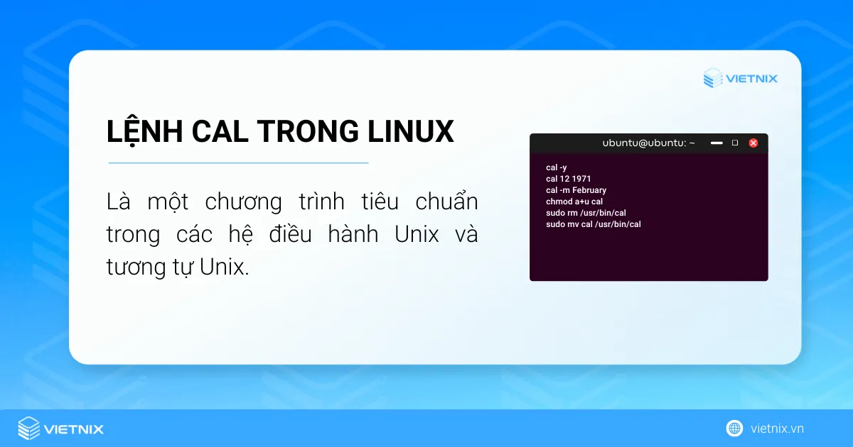 Lệnh cal trong Linux là gì